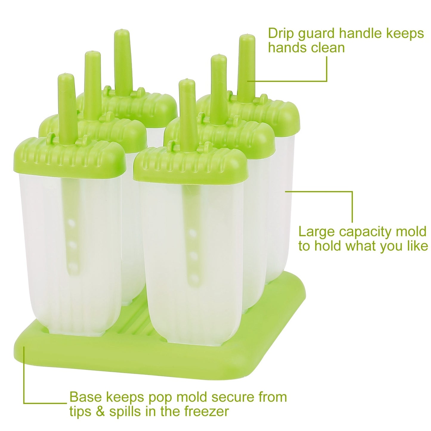 1 Set 6 Cavity Popsicle Molds Reusable Ice Cream DIY Ice Maker Ice Bar Maker Plastic Popsicle Mold For Homemade Iced Snacks