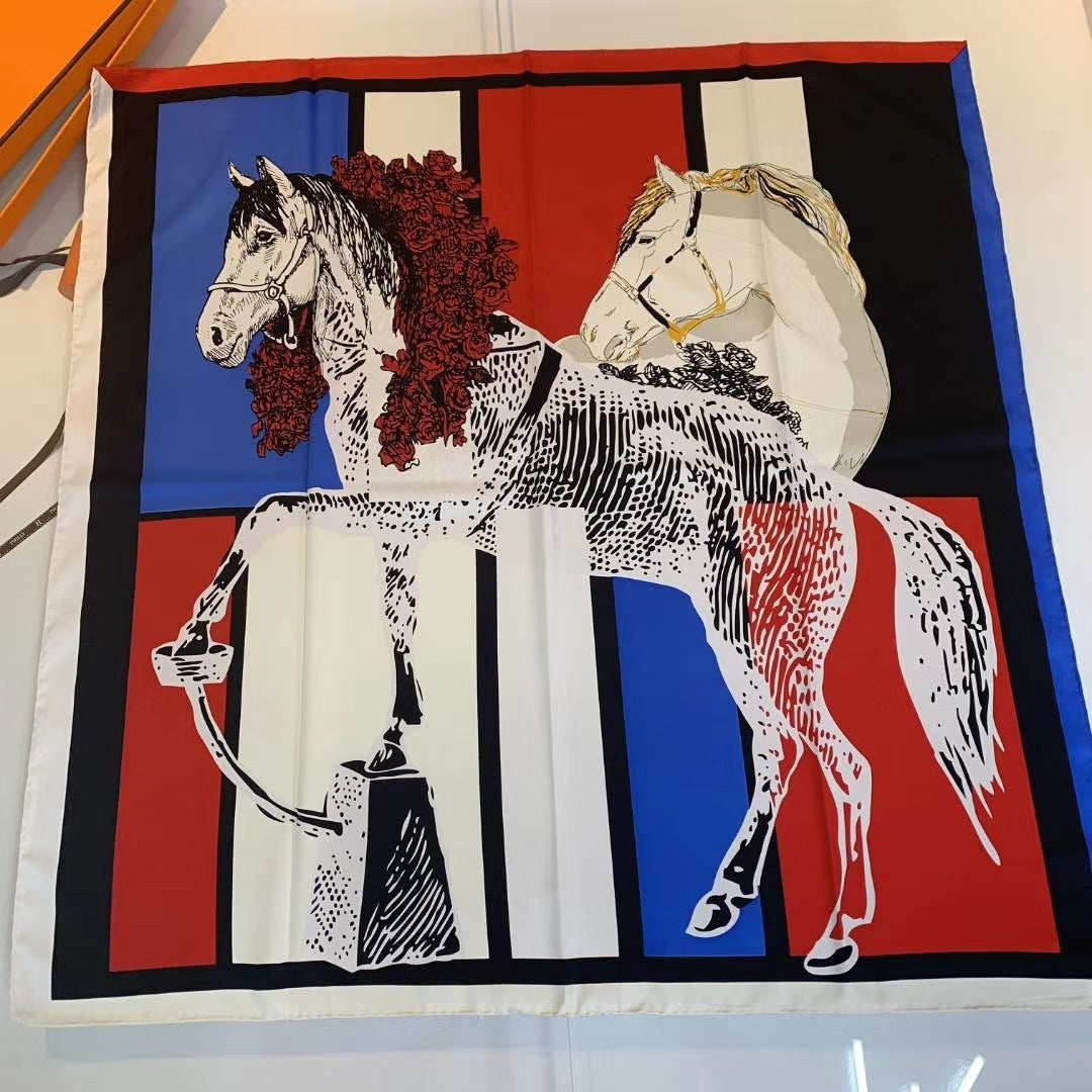 Handmade Hemming Twill Silk Printed Shawl