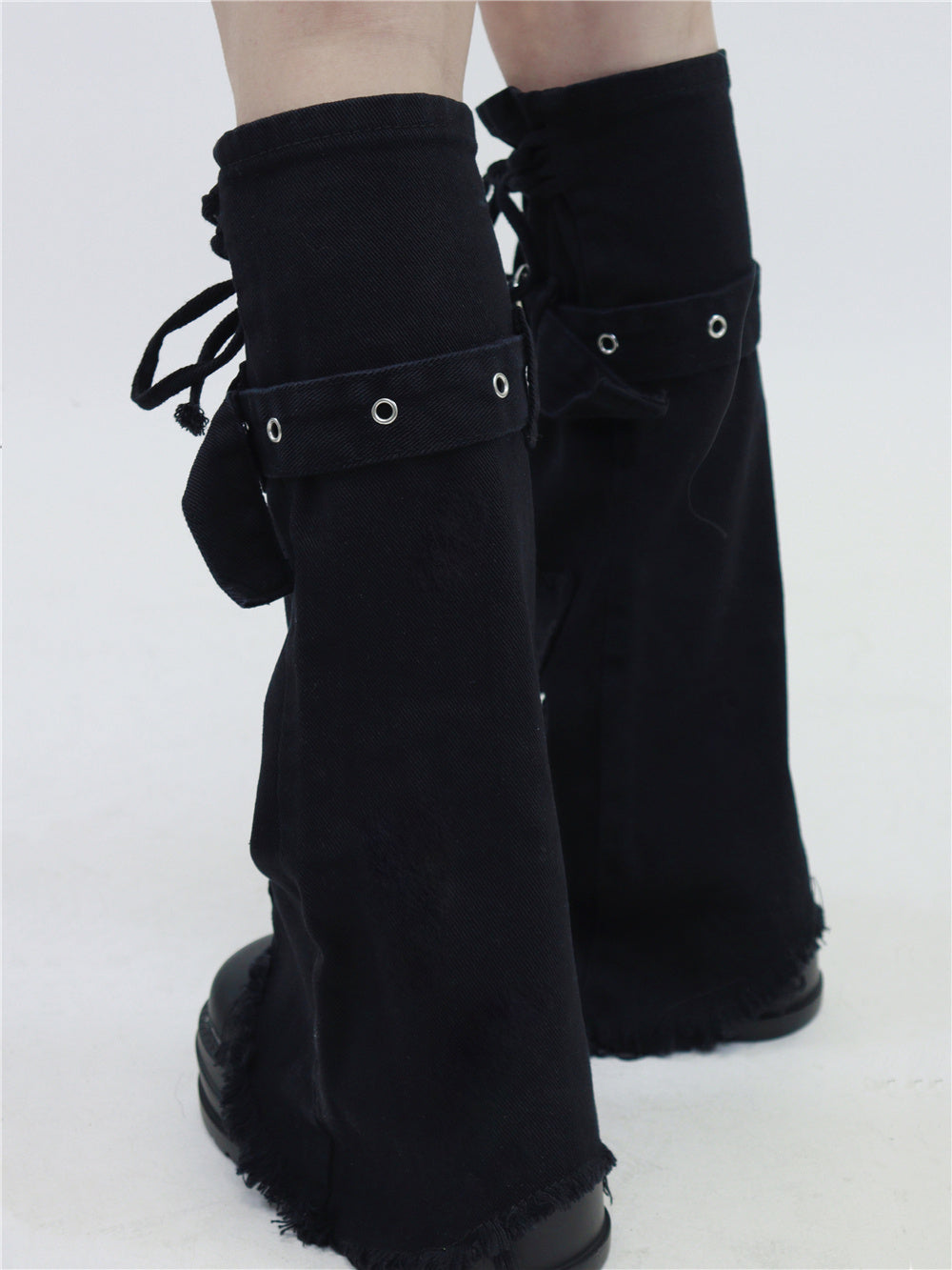 Strap Pile Style Foot Sock Cross Washed Denim Leg Warmer