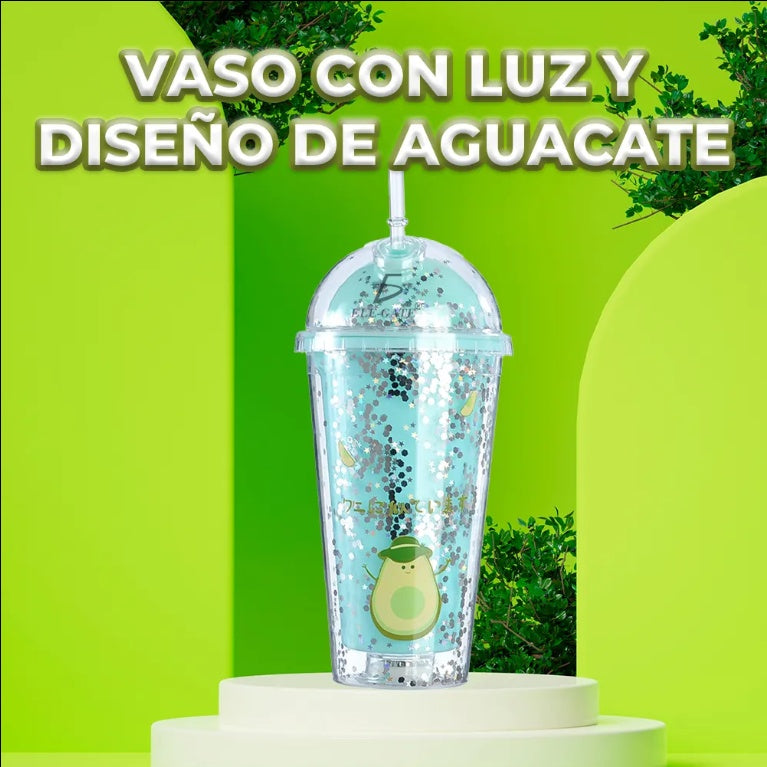 Avocado Design Tumbler With Lid And Straw