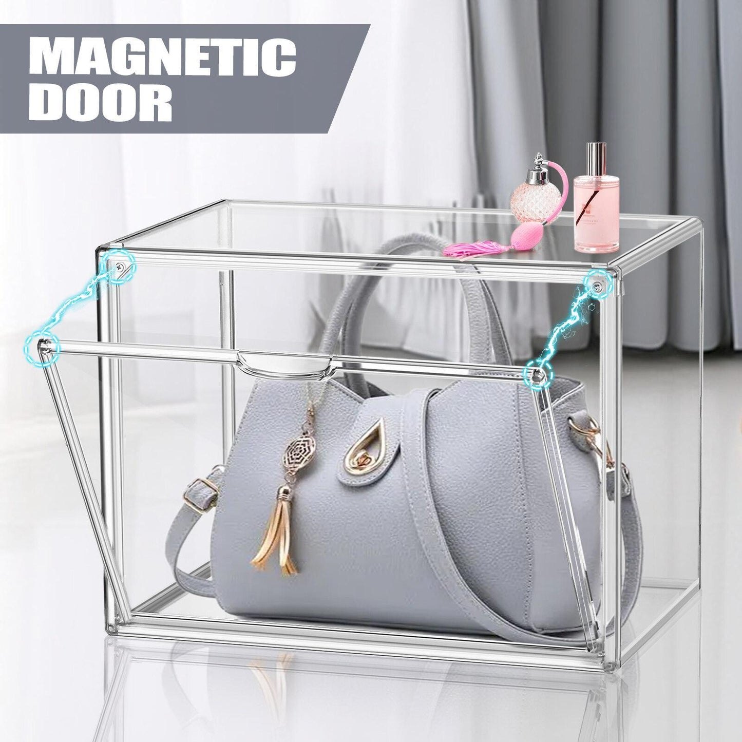 Oversized Transparent Acrylic Display Box Handbag Wardrobe Storage Stackable Shoe Box With Lid