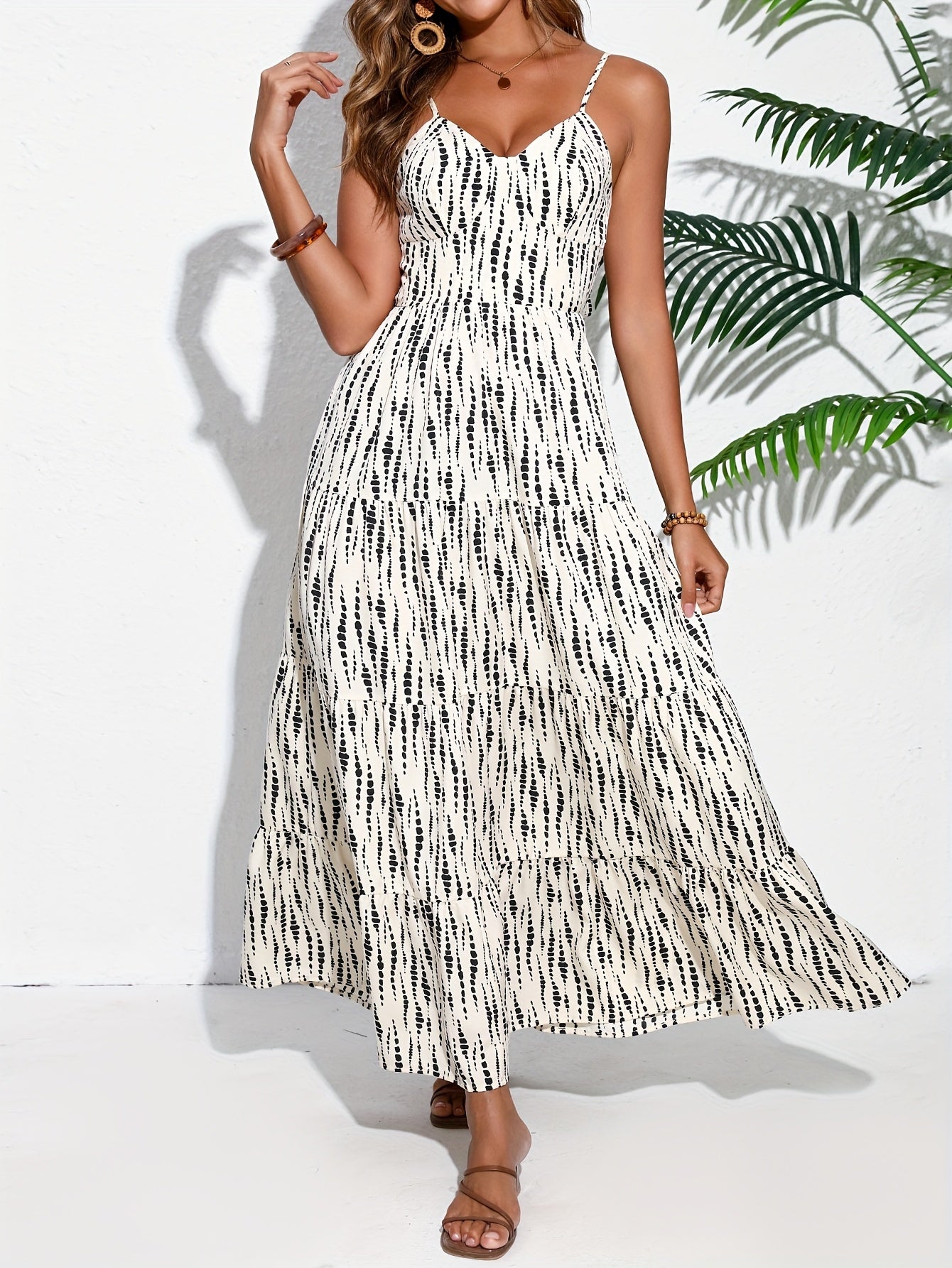 Women's Bohemian Style Strappy Back Tie-Wrap Dress