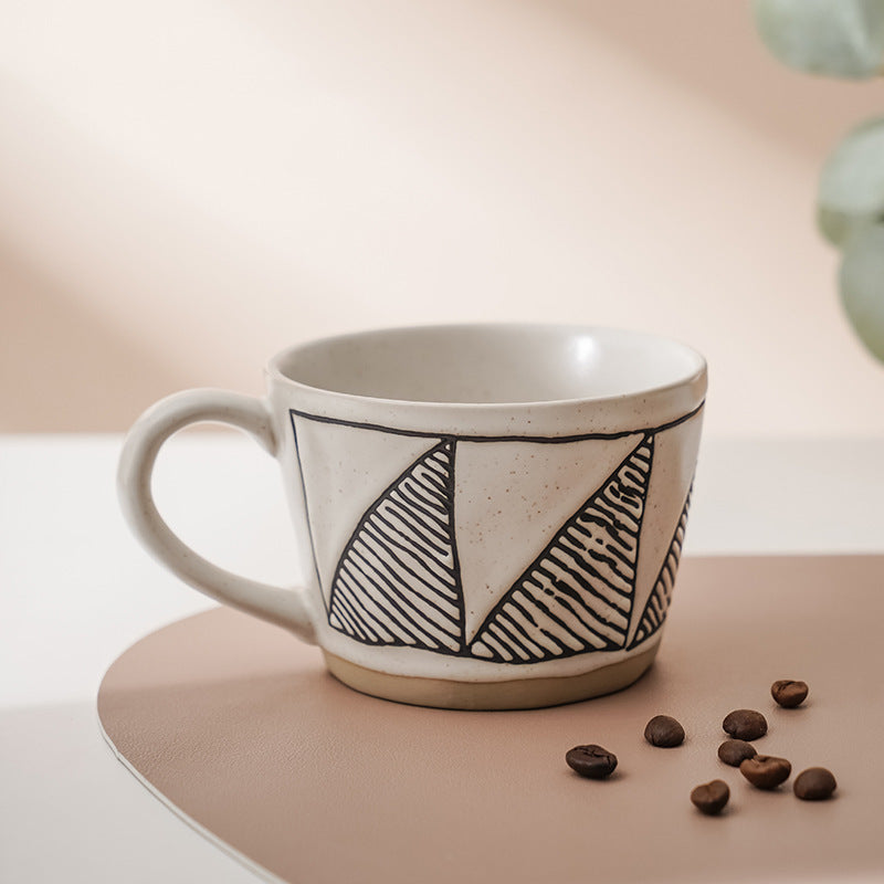 Household Simple Stoneware Small Blue Flower Coffee Cup