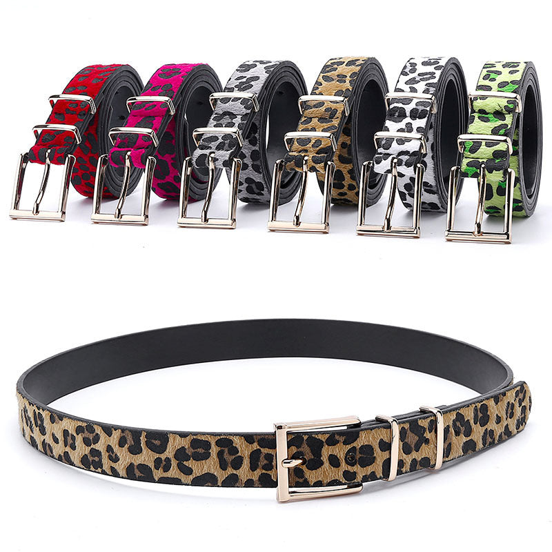 Female Ornament Creative Style Leopard Print Horse Hair Women's Belt