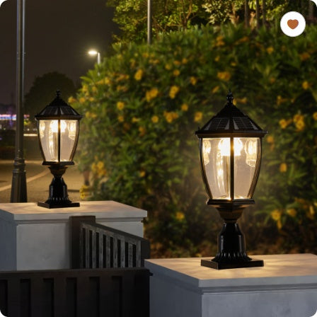 20  Black Solar Powered LED Outdoor Lantern, Vintage Garden Light With Elegant Glass Design For Pathways, Yards, And Patios 1-Pack