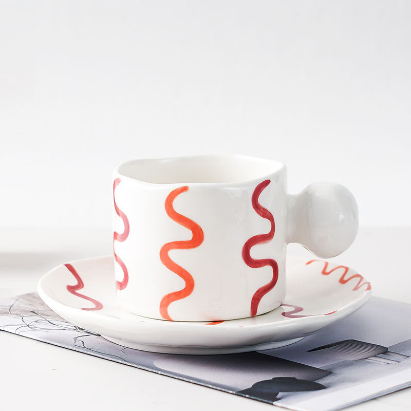 Niche Polka Dot Striped Couple Cup And Saucer