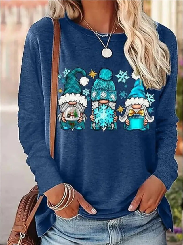 Women's Printed Long Sleeve Hoodless Sweatshirt