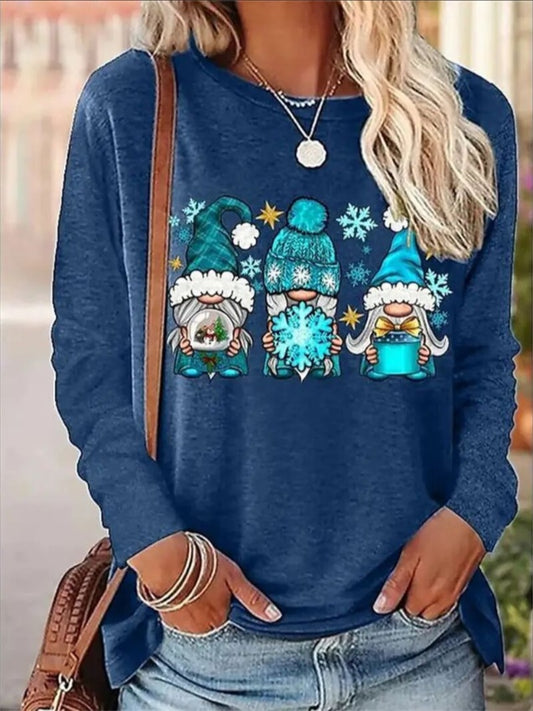 Women's Printed Long Sleeve Hoodless Sweatshirt