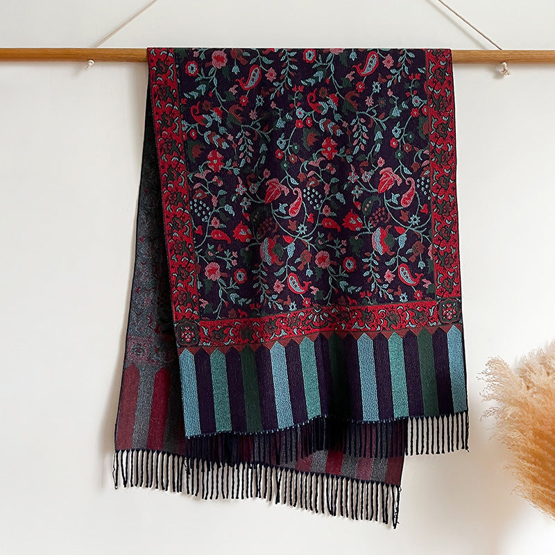 Autumn And Winter Ethnic Style Plant Flower Core-spun Yarn Tassle Fashion