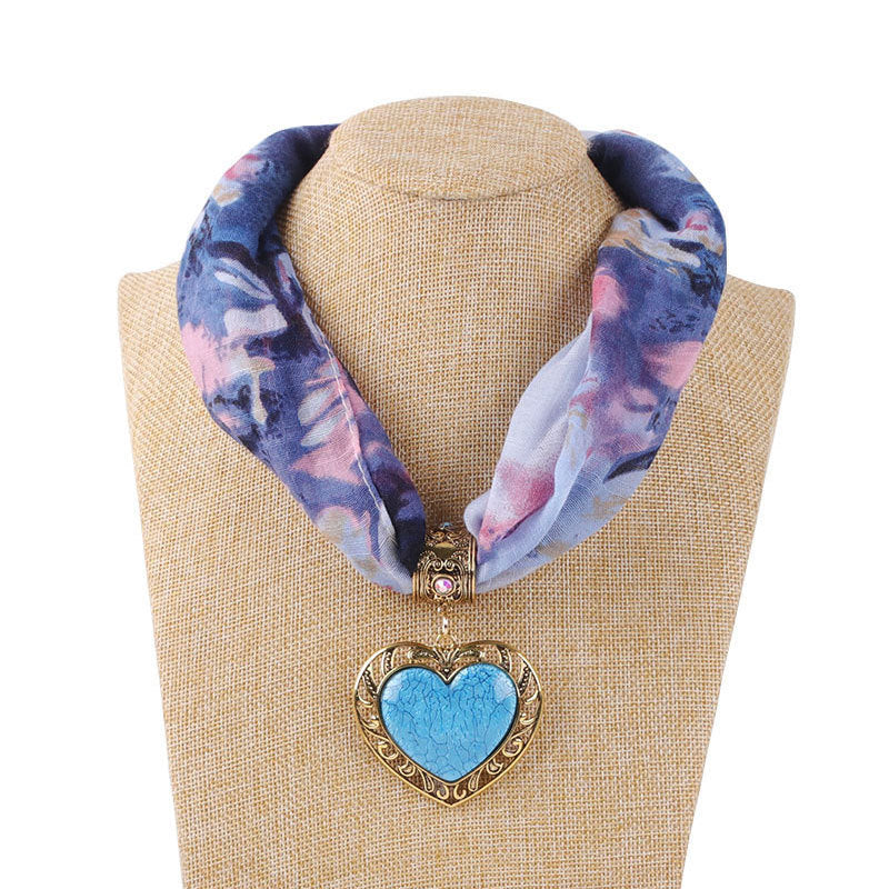 Ethnic Peach Heart Jewelry Necklace Scarf Female