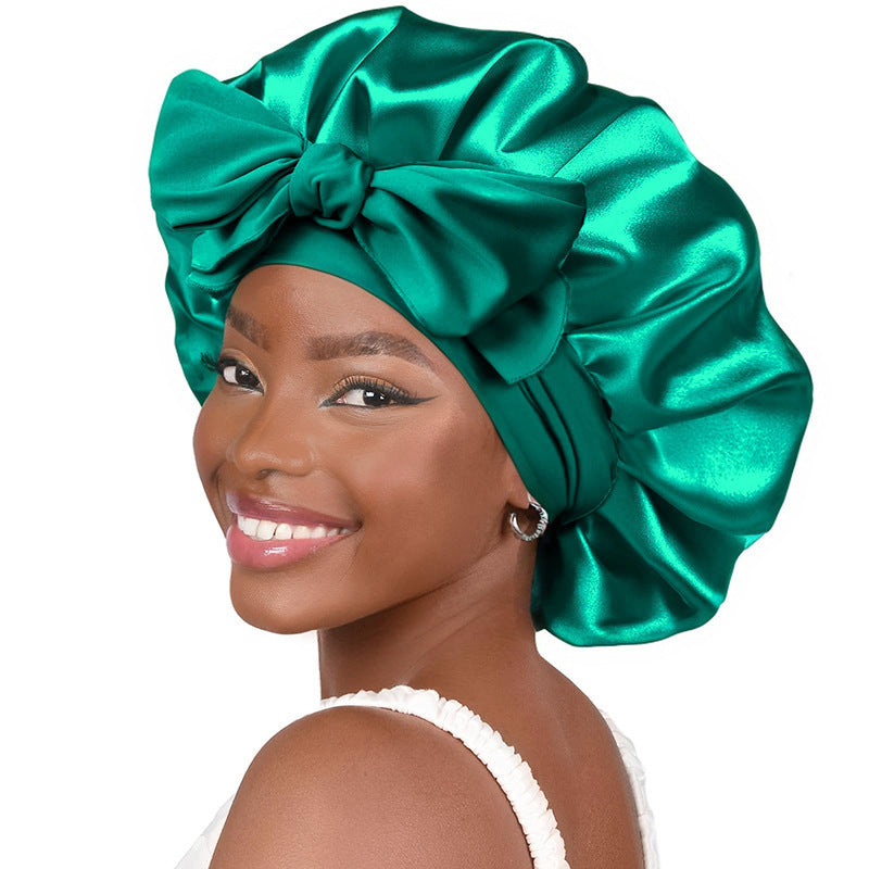 Silk Bonnet For Sleeping Women Satin Bonnet Double Layer Satin Lined Hair Bonnet With Tie Band Curly Hair