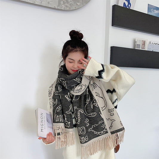 Printed Cashmere Shawl For Sun Protection In Autumn And Winter