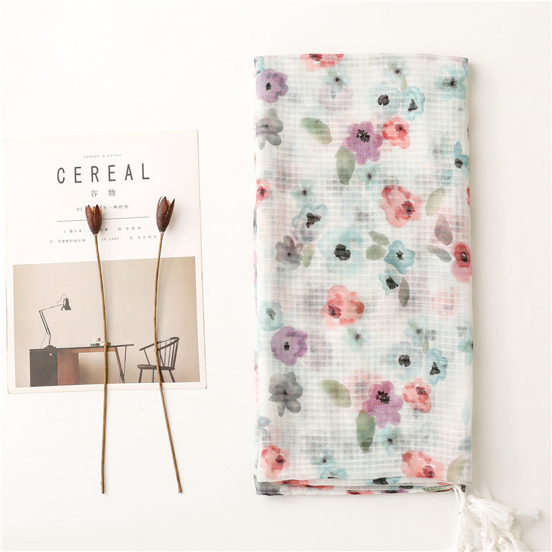 Ladies Soft Cotton Linen Feel Sunscreen Scarf