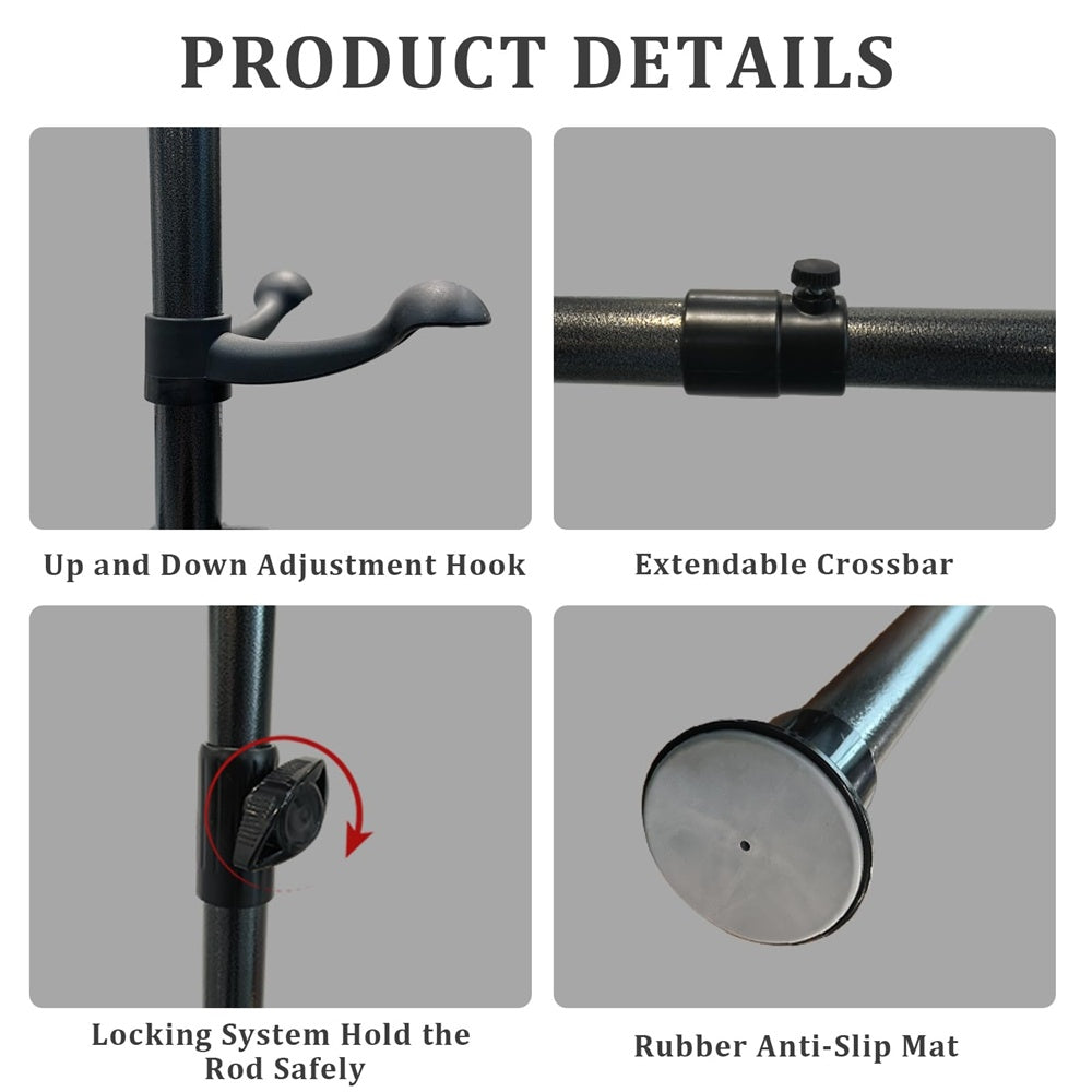 Floor To Ceiling Adjustble Garment Rack, Heavy Duty 2-Tier Clothes Rack