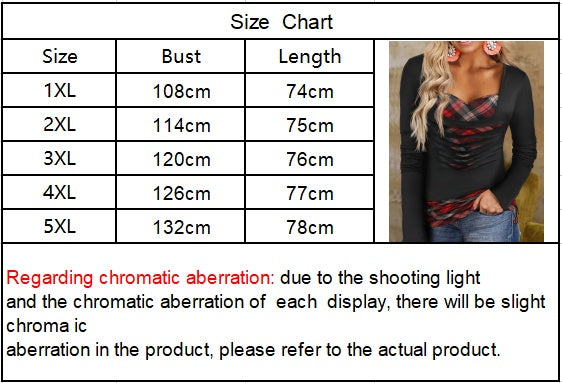 Self-pick-up Plus Size Women'S Burnt Flower Printed Fake 2pcs Long Sleeve T-Shirt  Only Self-pickup Is Supported