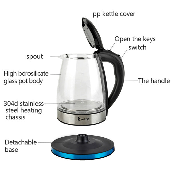 American Standard Electric Kettle 120V, 1200W With Filter Screen And Inner Steel Cover