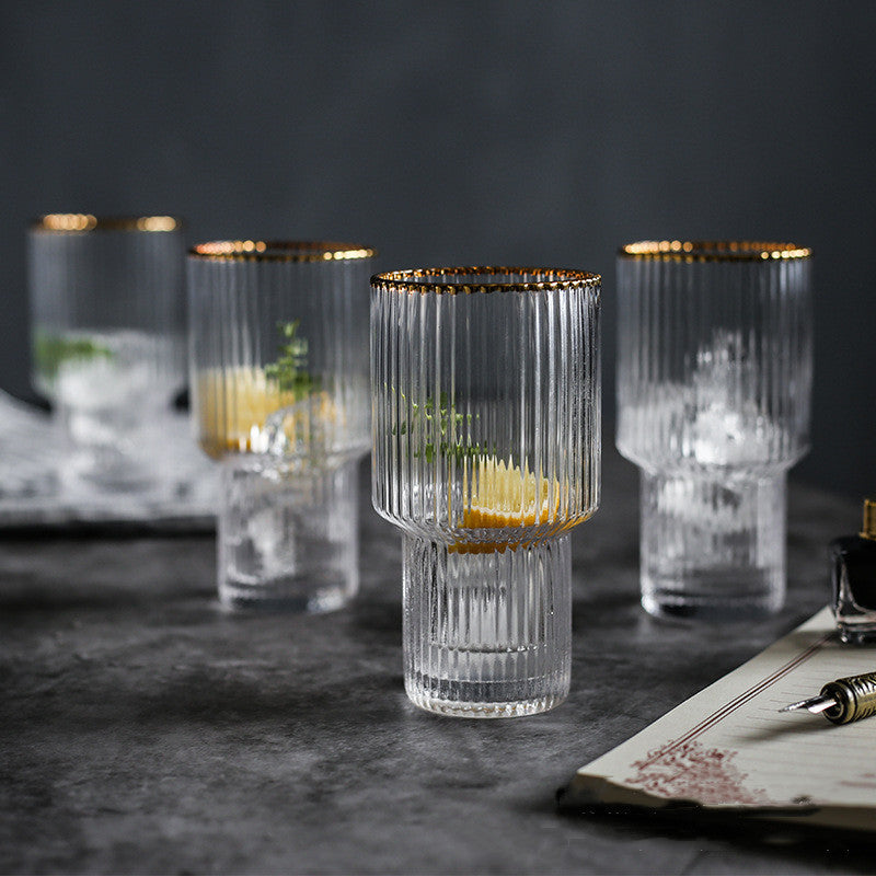 Nordic Ins Japanese Home Hotel Transparent Phnom Penh Vertical Pattern Crystal Glass Water Bottle