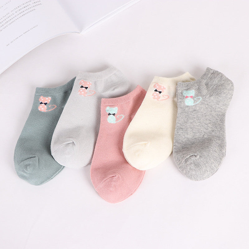 Short Cartoon Cat Head Spring And Summer Sweet Cotton Socks