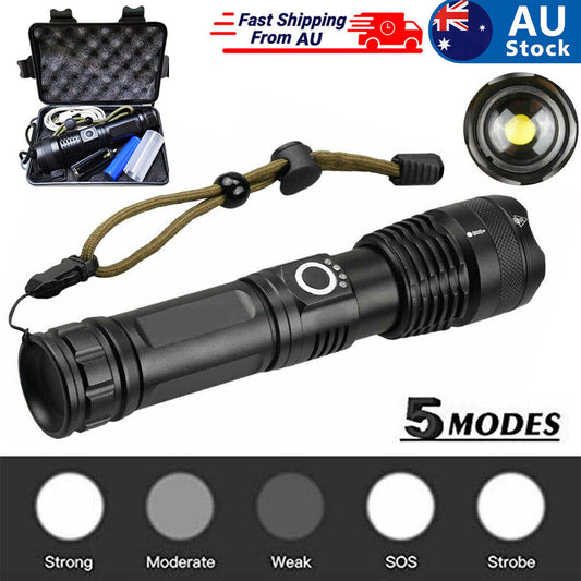 990000lm Rechargeable XHP70 Most Powerful LED Flashlight USB Zoomable Torch Lamp