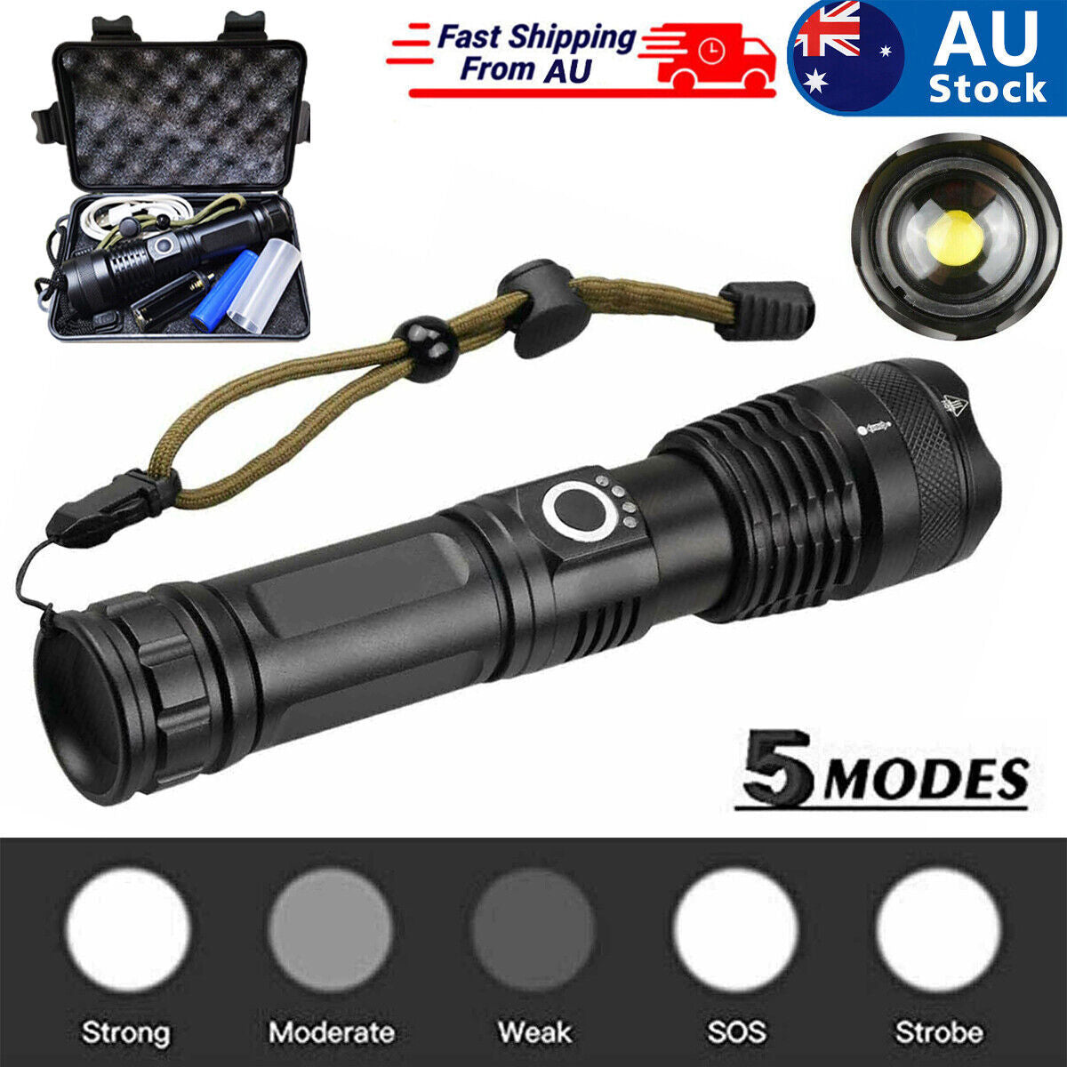 990000lm Rechargeable XHP70 Most Powerful LED Flashlight USB Zoomable Torch Lamp