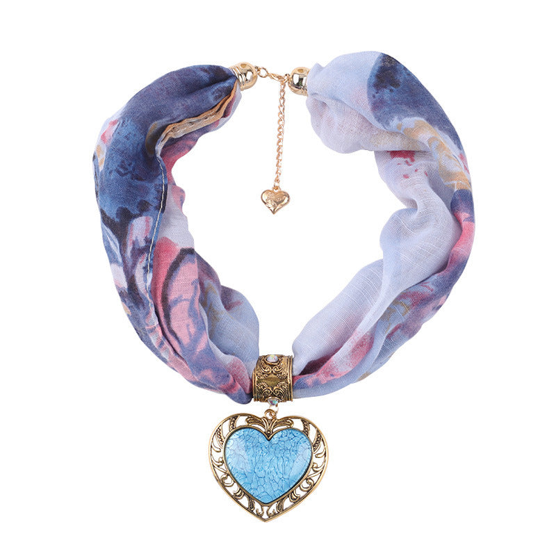 Ethnic Peach Heart Jewelry Necklace Scarf Female