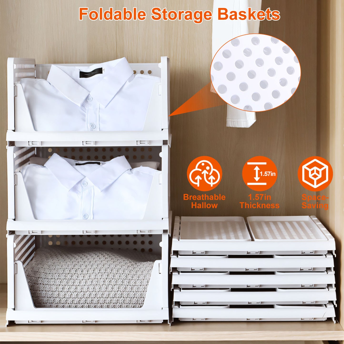 4 Packs Plastic Storage Box With Slide Rail Stackable  For Living Room Bedroom Wardrobe Fedex Shipping