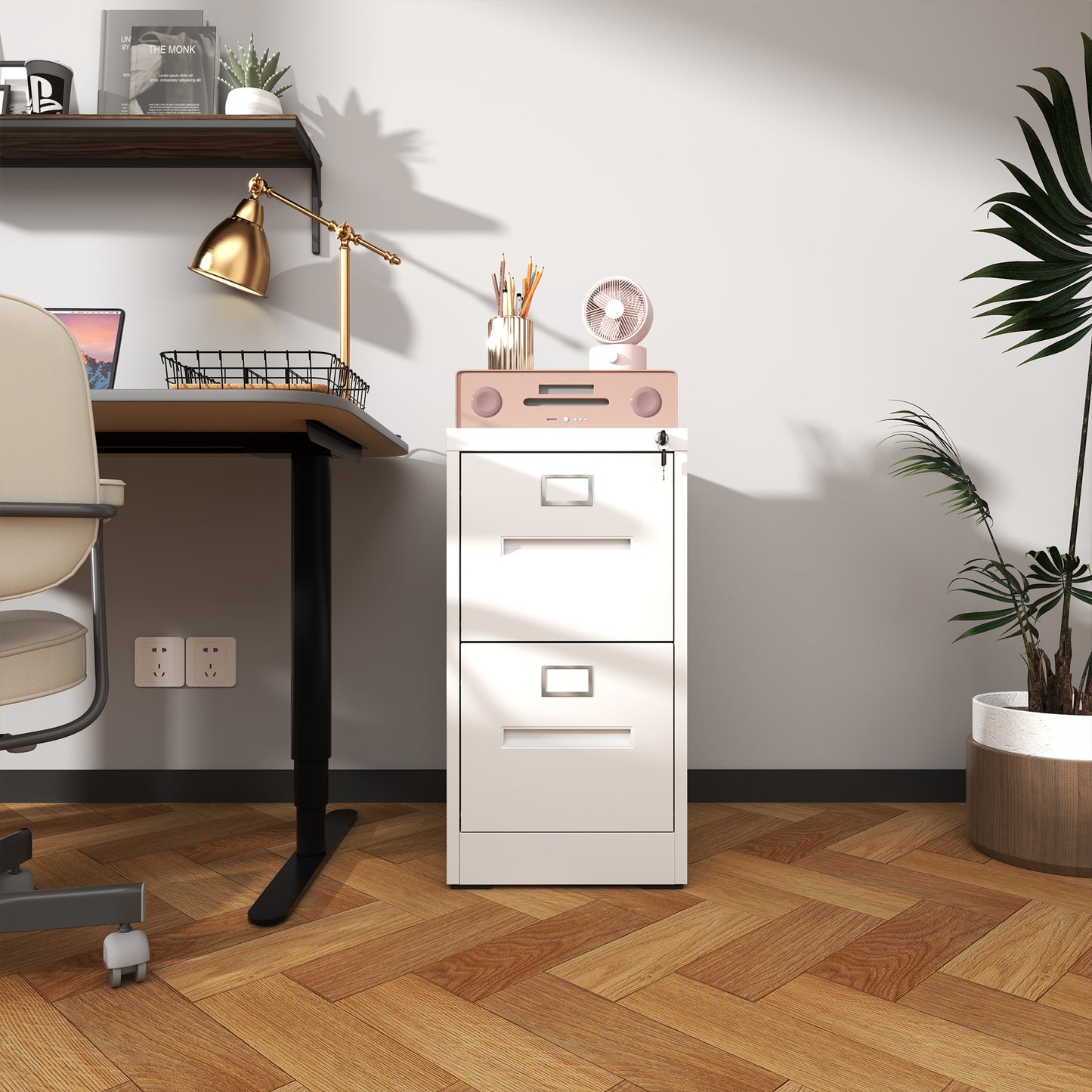 2 Drawer File Cabinet With Lock Metal Vertical File Cabinet Office Home, A4 Legal Letter Size Narrow File Cabinet Locked,Assembly Required