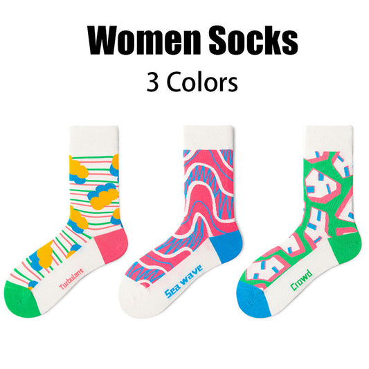 3 Pairs Women  Colorful Compression Crew Running Socks Athletic Socks Work Hiking Basketball Anti-odor And Anti-slip Sport Socks  For Running Fitness Hiking And Cycling