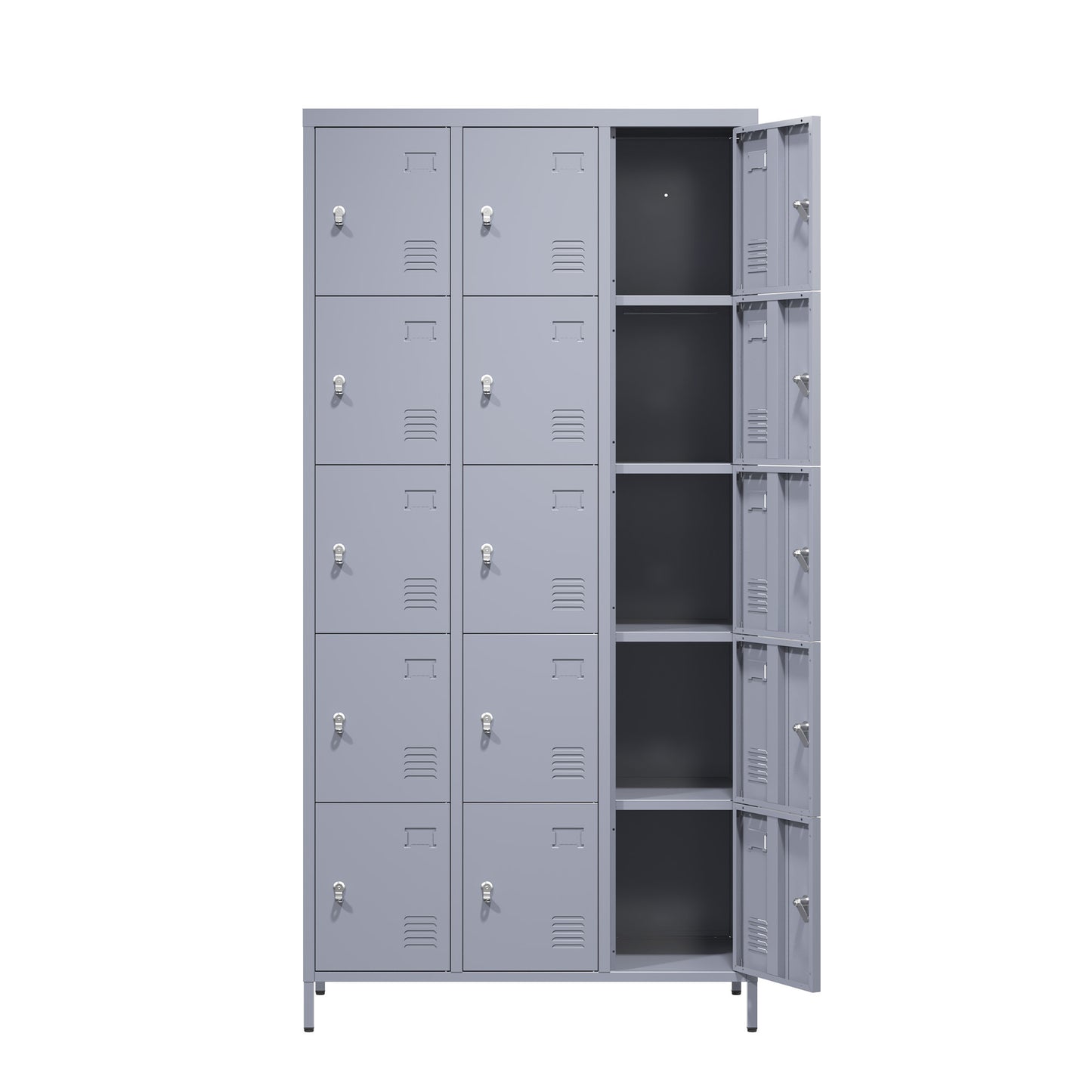 15 Door Metal Lockers With Lock For Employees,Storage Locker Cabinet For Home Gym Office School Garage,Easy Assembly,Gray