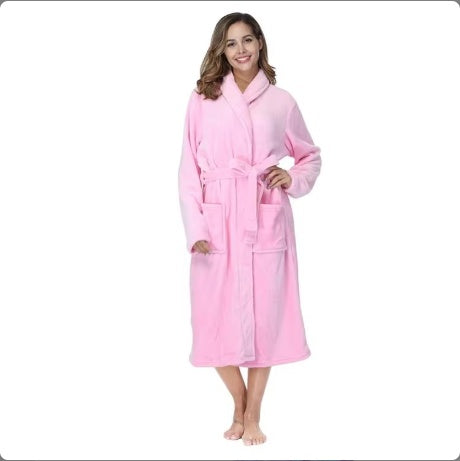 Local Stock Plush Oversize Winter Soft Warm Long Flannel Bathrobe With Hooded Women Thick Night Fleece Bath Robes Dressing