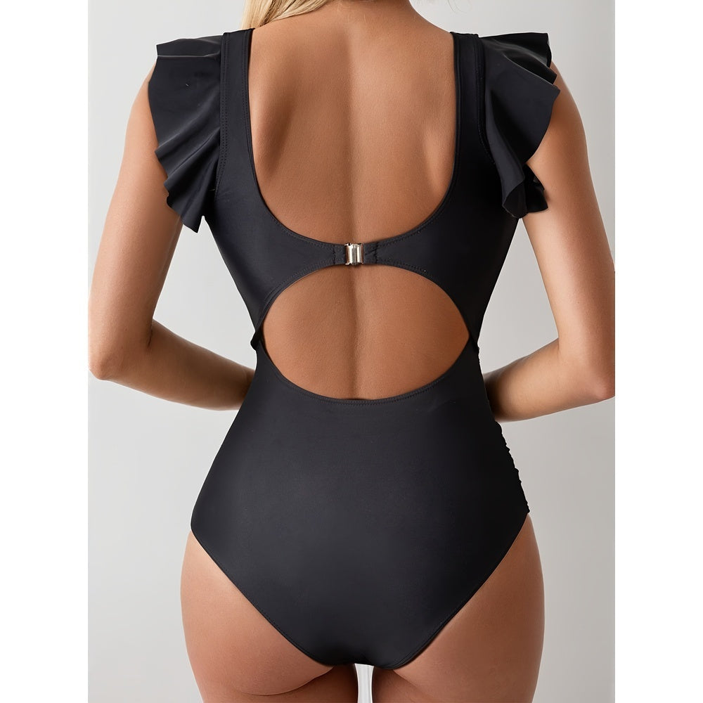 New European And American Hollow One-piece Swimsuit High Waist Sexy Lace Up Bikini Swimsuit