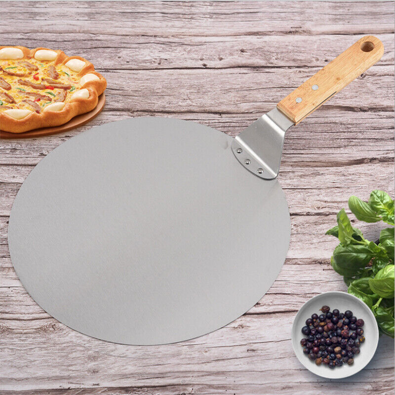 12Inch Stainless Steel Pizza Paddle Peel Bakers BBQ Oven Tray Wooden Handle UK