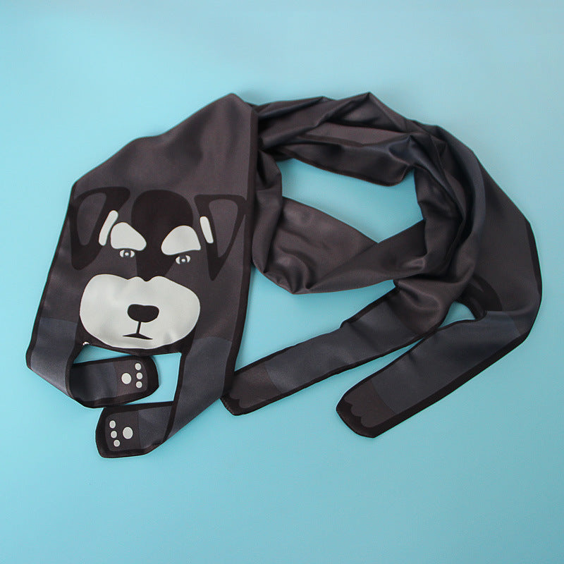 Small Scarf With Hair Band, Wild Decoration Long Small Silk Scarf Tied With Bag, Handle Scarf