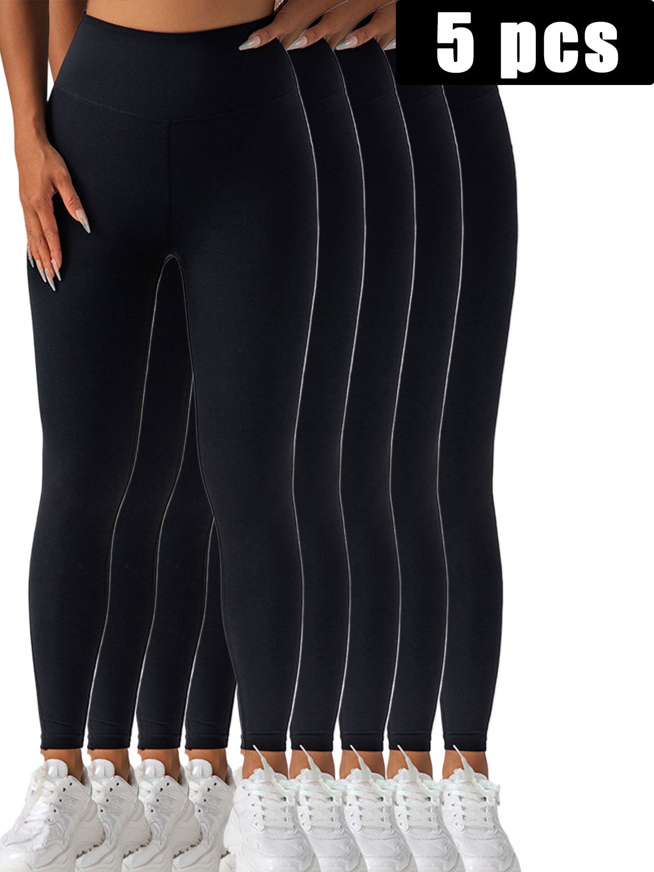 5pack Solid-color Yoga Pants