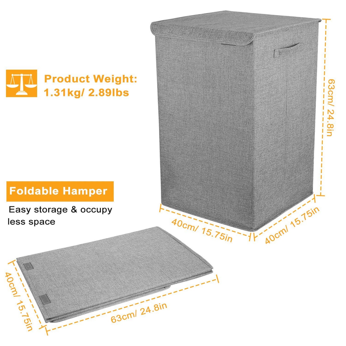 1Pc Foldable Laundry Hampers Washing Clothes Laundry Basket With Lid Handles Storage Organizer