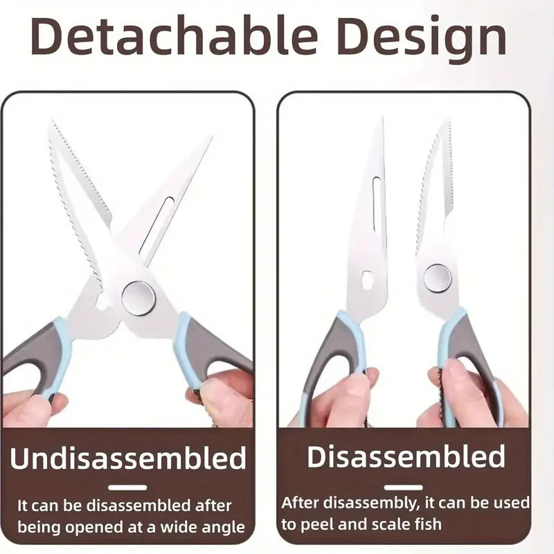 7-in-1 Multi-Purpose Kitchen Scissors With Magnetic Holder - Ultra-Sharp Stainless Steel Blades For Meat, Fish, Vegetables, Nuts & Bottles - Ergonomic Non-Slip Grip, Detachable & Easy To Clean - Profe