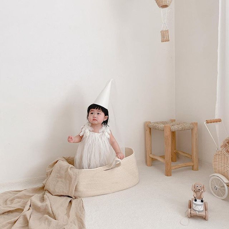 Newborn Cotton Rope Woven Carrying Basket Portable