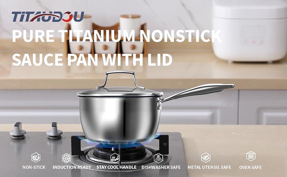2.2 Quart Titanium Alloy Stainless Steel Multifunctional Household PFOA-free Non-stick Frying Pan With Lid, Dishwasher-safe, Oven-safe, Suitable For All Stovetops