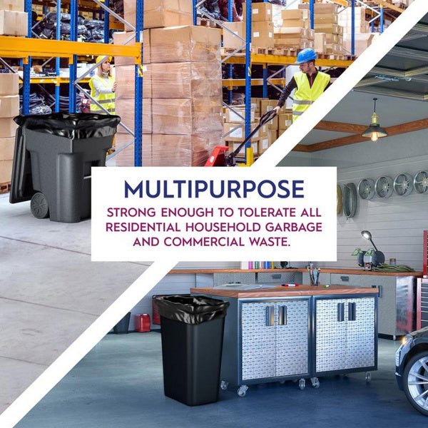 65 Gallon Heavy Duty Black Trash Bags - 1.9mm Thickness 50 Pcs, No Shipping On Weekends, Amazon Banned