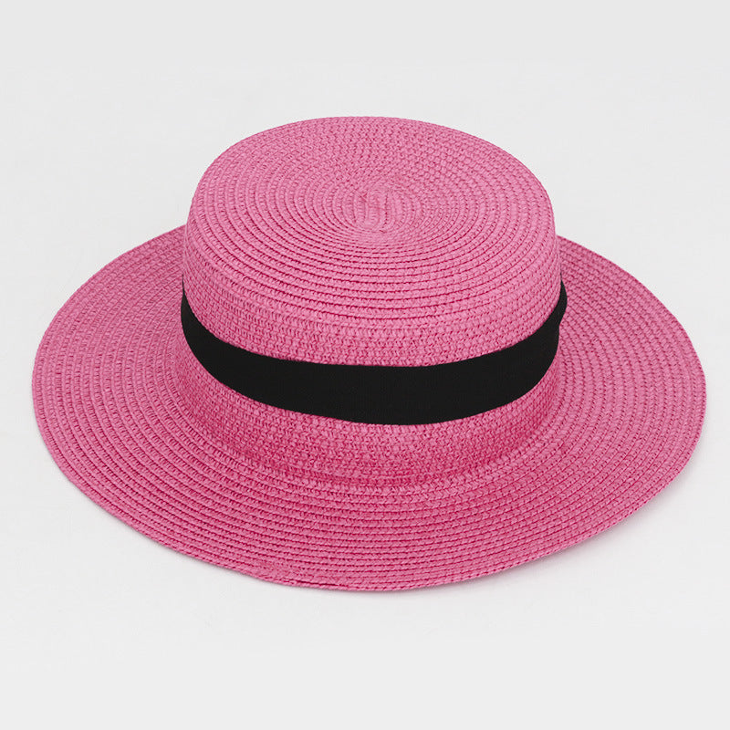 21 Color Square Buckle Dome Panama Lafite Flat Straw Hat