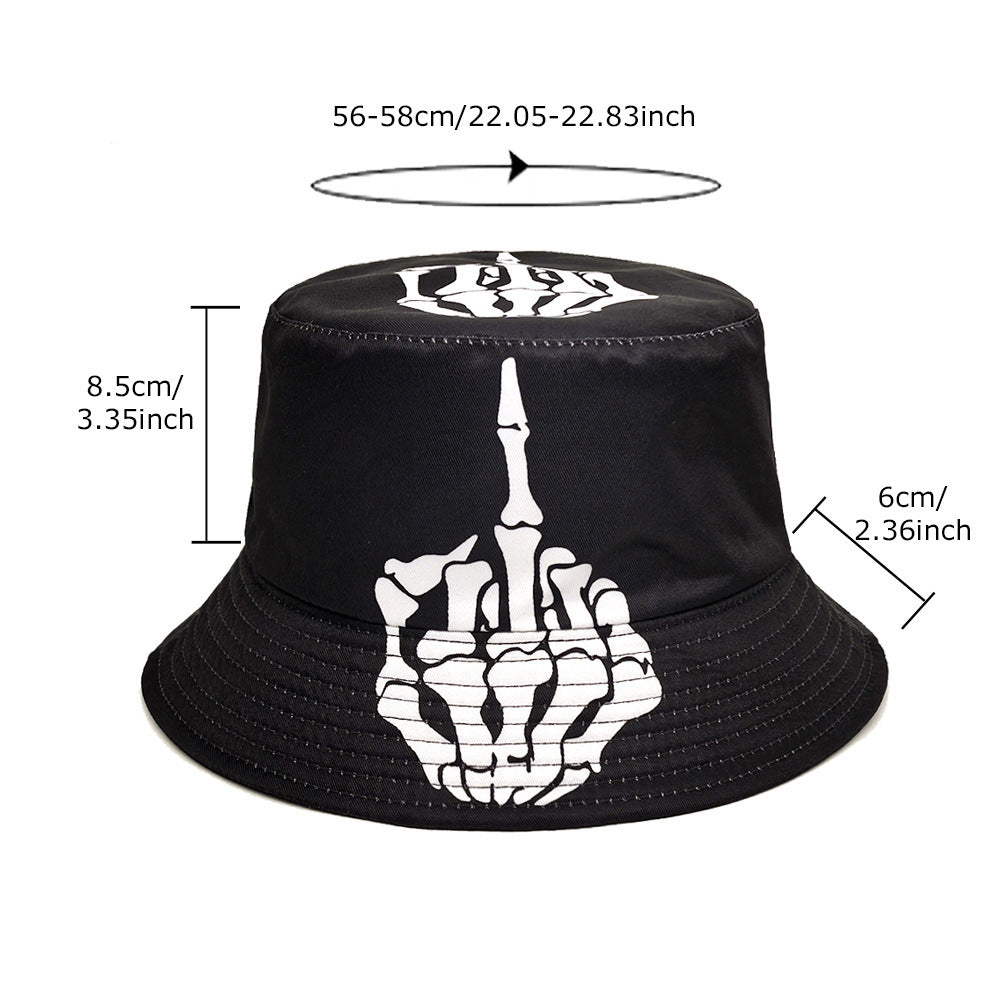 Skull Finger Pattern Positioning Bucket Hat