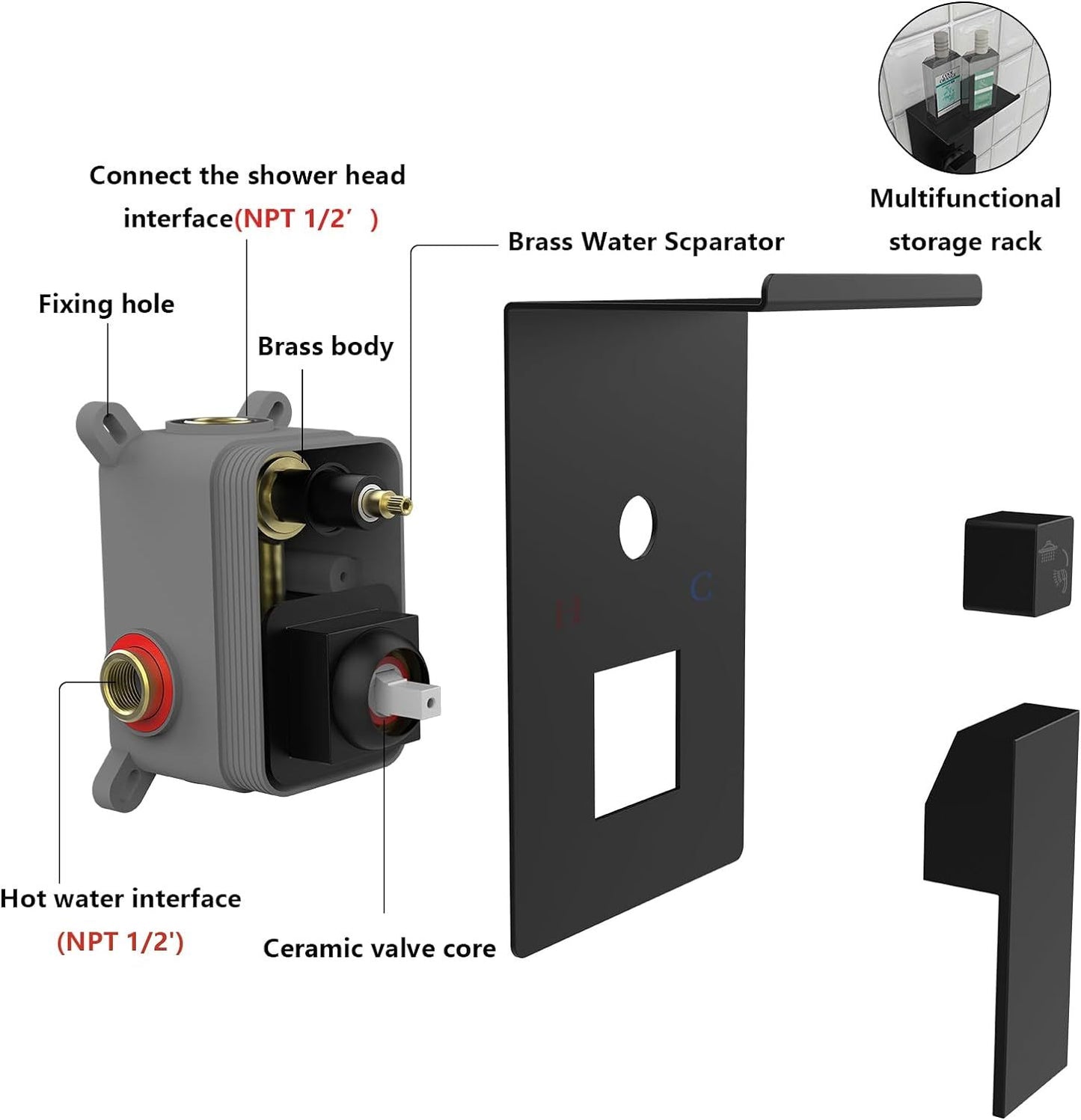 Rainwater Shower System With Storage Rack, Unable To Ship On Weekends
