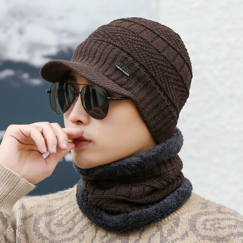 Winter Knitted Wool Cap Fleece-lined Thickened