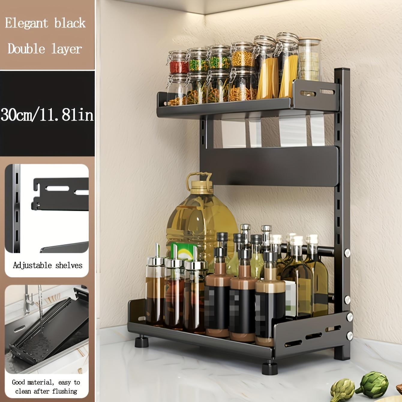 1 Piece Stainless Steel Multi-layer Spice Rack Suitable For Kitchen Countertops Multi-function Layered Rack For Orderly Spice Storage Suitable For Home Kitchens And Restaurants