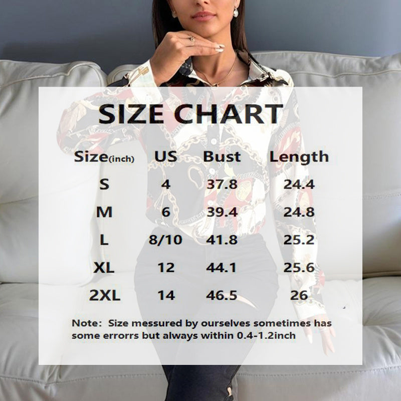 Women's Lapel Long Sleeve Shirt - Fitted Cut Intricate Print Button-Up Design Casual Spring&Fall Wear