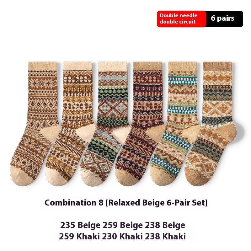 Retro Ethnic Style Artistic Wear Middle Tube Cotton Socks