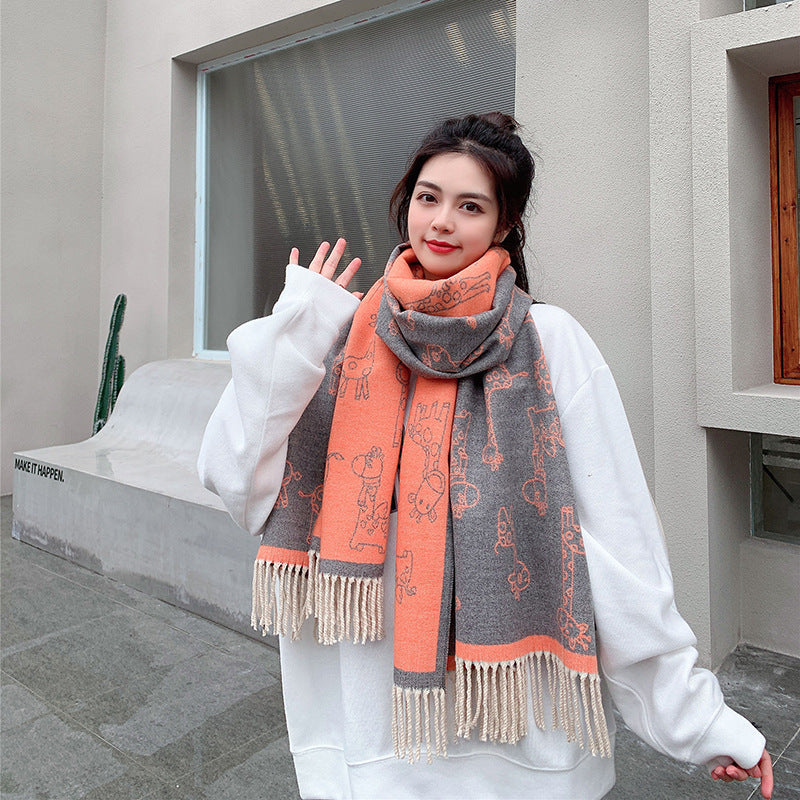 Printed Cashmere Shawl For Sun Protection In Autumn And Winter