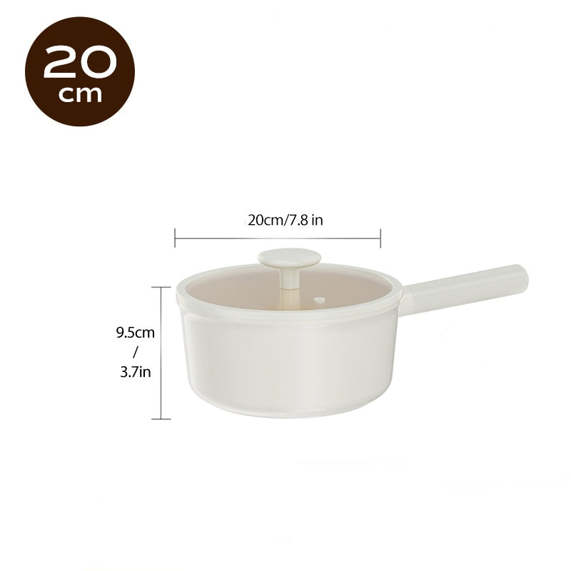 2 Piece Set 6.3 Inch,7.87 Inch ,1.5 QT,3 QT, Aluminum Mini Pots With Detachable Handles And Glass Lids ,Free Of PFOA,PFOS, Dishwasher Safe, Compatible With Gas,Electric Ceramic Cooktops