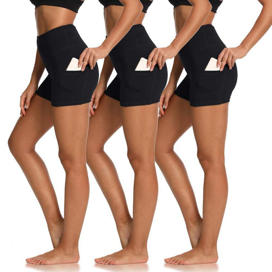 Yoga Pants - Three Points High Waist 3 Pairs Of Blackx3