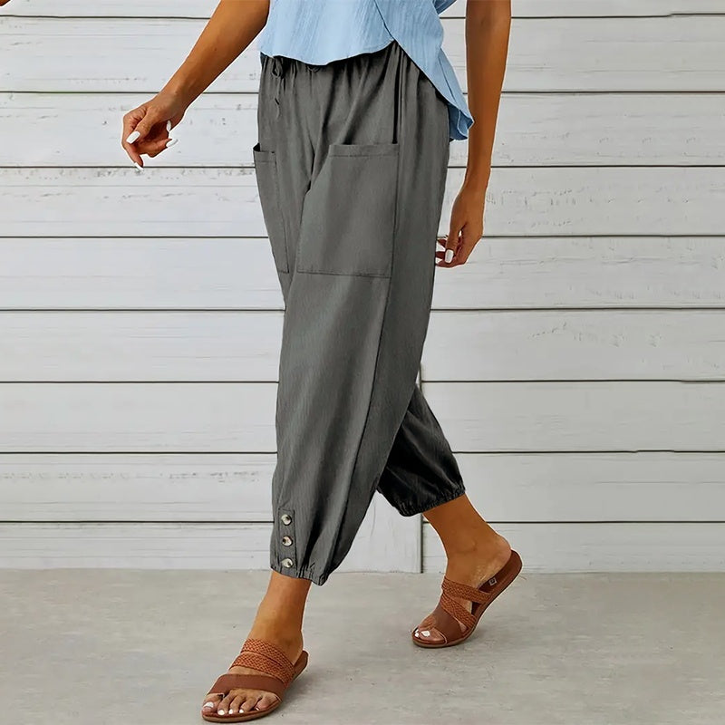 Effortless Drawstring Capris - Women's Wide Leg Casual Summer Pants With Adjustable Waist